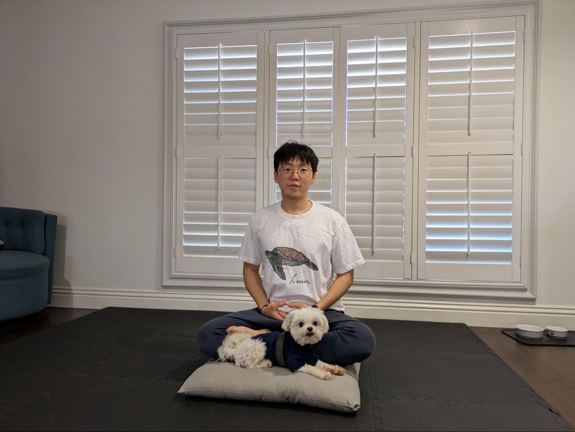 Hands together in meditation mudra