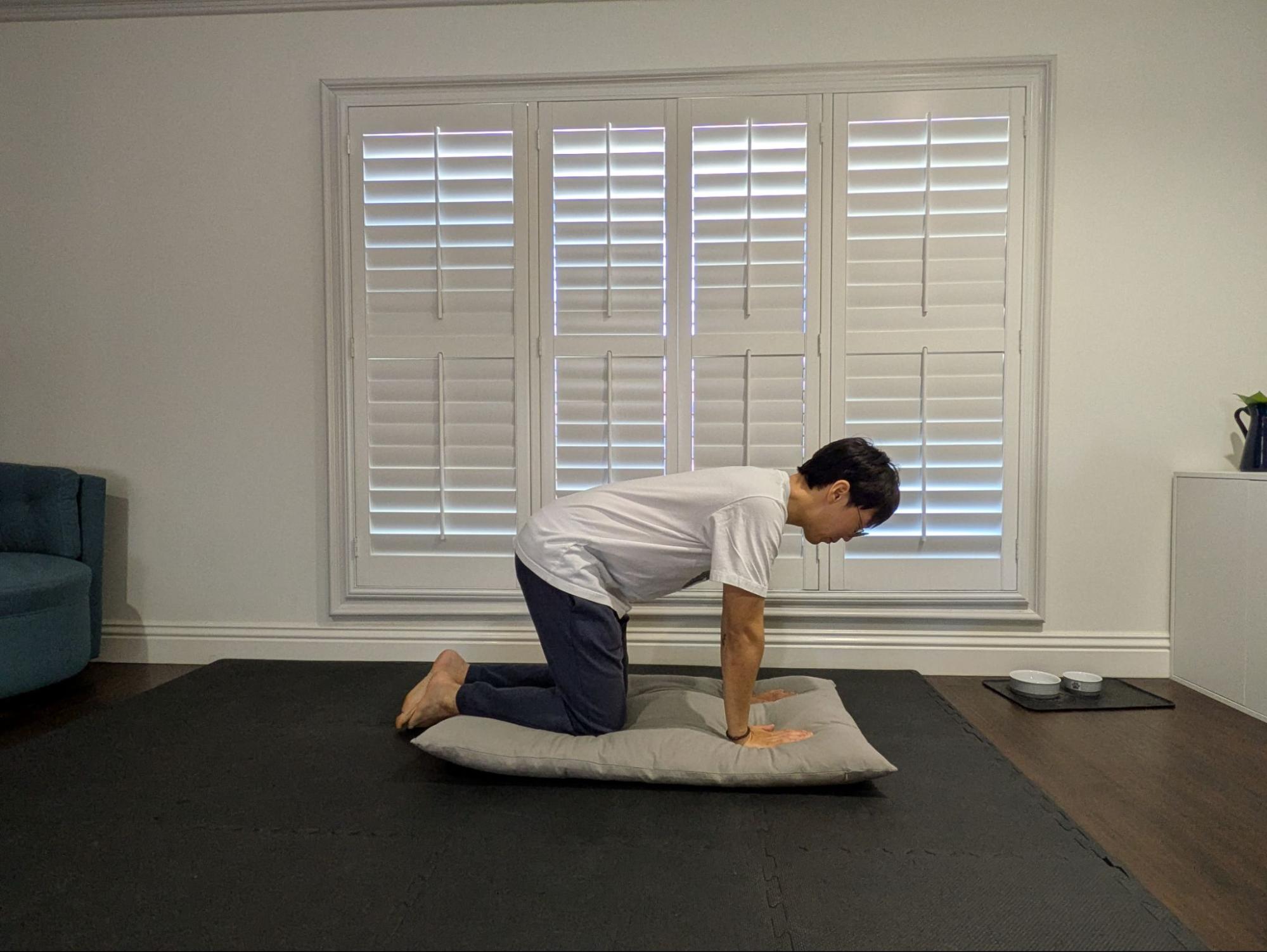 Tabletop position with hands on the mat
